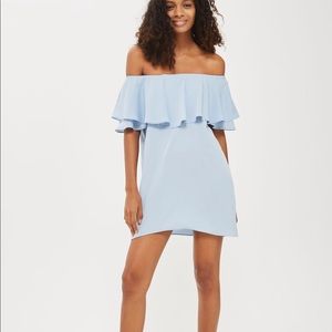 Topshop Dip Hem Bardot Blue Dress NWT